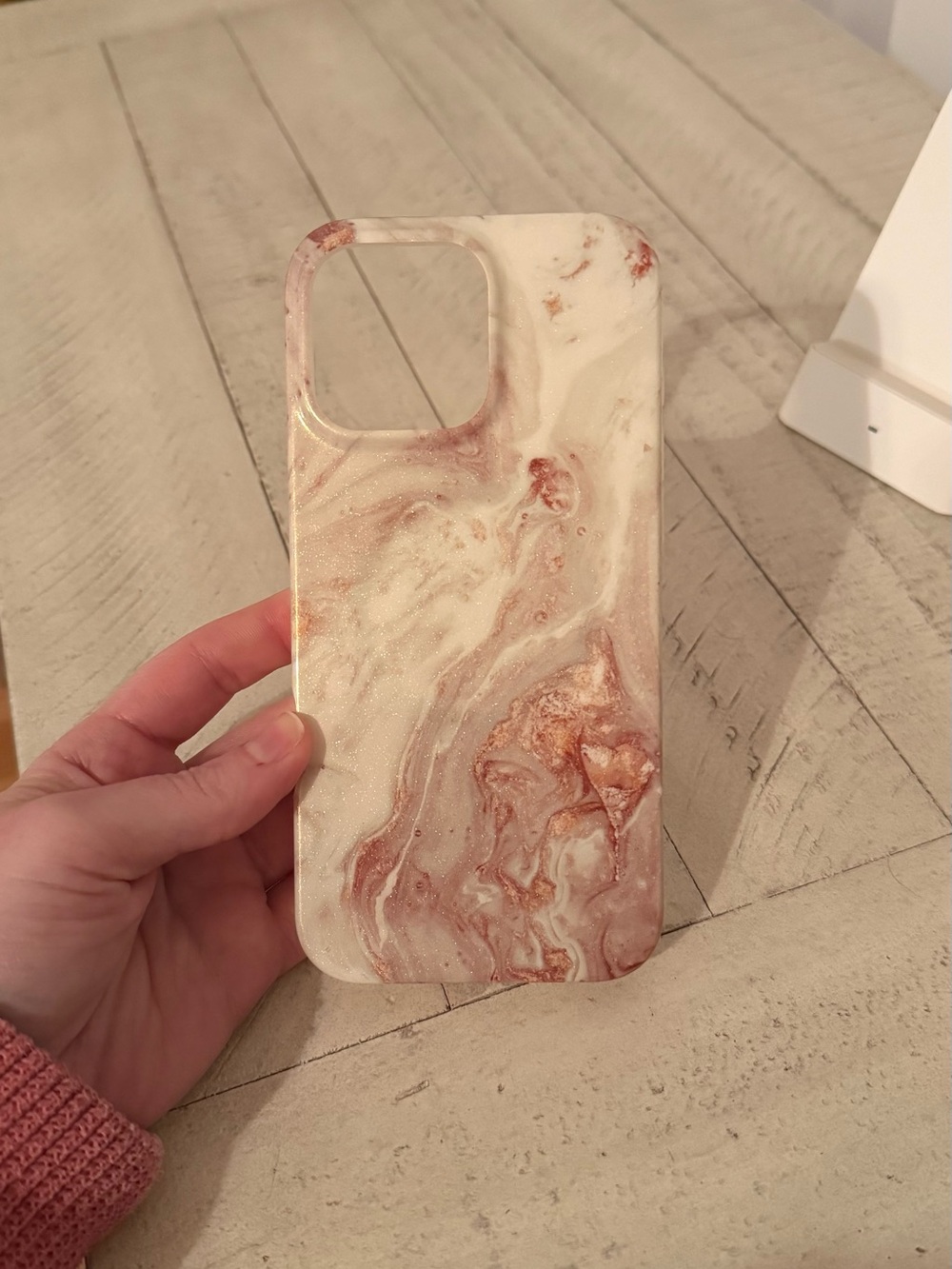 Marble Swirl Pink and White iPhone 16 pro max
